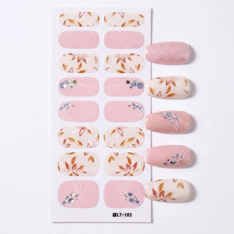 Wasserdichte PVC Leoparden Rosa Blumen Nagelaufkleber LT-183 Selbstklebende Full Cover Folien Mit Strass Für Damen Kunst