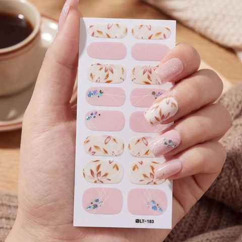 Wasserdichte PVC Leoparden Rosa Blumen Nagelaufkleber LT-183 Selbstklebende Full Cover Folien Mit Strass Für Damen Kunst