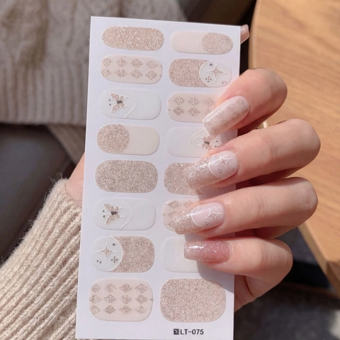 Adesivi per Unghie Francesi Farfalla Glitter Impermeabili Oro Scintillante Decalcomanie Manicure DIY Donna Festa Nail Art LT-075