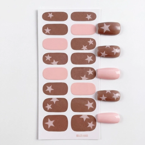 Minimalistische Sterrenpatroon Nagelstickers Koffie Roze Kleurblok Zelfklevende DIY Manicure Decoratie Voor Dames