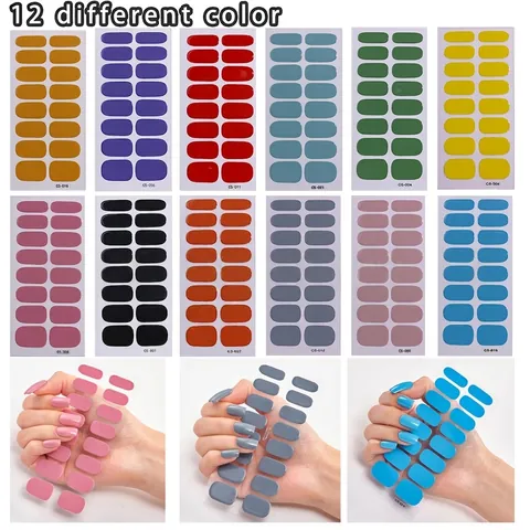 Mehrfarbige Nagellack-Wraps Glitzer Einfarbig Full Cover Wasserdichte Nagelkunst-Aufkleber Für Damen DIY Maniküre Dekoration