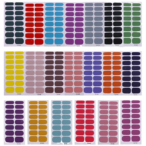 Solid Color Full Cover Nail Polish Wraps Waterproof Long Lasting Self Adhesive Nail Art Stickers With Nail Files Women Decorative DIY Beauty Tool