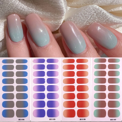 Ombre Gradient Nail Art Stickers Self Adhesive Wraps For Women DIY Manicure Decoration Full Cover Fresh Style Breathable Wraps