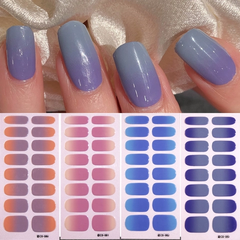 Ombre Gradient Nail Art Stickers Self Adhesive Wraps For Women DIY Manicure Decoration Full Cover Fresh Style Breathable Wraps
