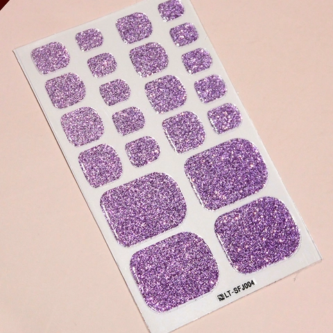 Glitzer Zehennagel Aufkleber Funkelnde Einfarbige Zehennagel Wraps Full Cover Zehennagel Decals Für Damen DIY Pediküre Kunst