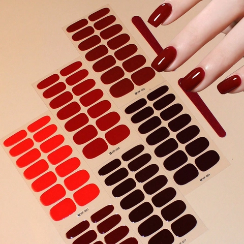 Juego de Pegatinas de Arte de Uñas de Color Sólido Con Limas de Uñas Envolturas de Esmalte de Gel Semicurado Brillante PVC Decoración de Manicura DIY