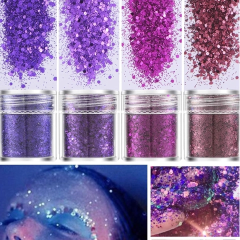 Paillettes Scintillanti Esagonali per Nail Art alla Moda Metallico Grado Cosmetico Trucco Occhi DIY Collezione Varietà