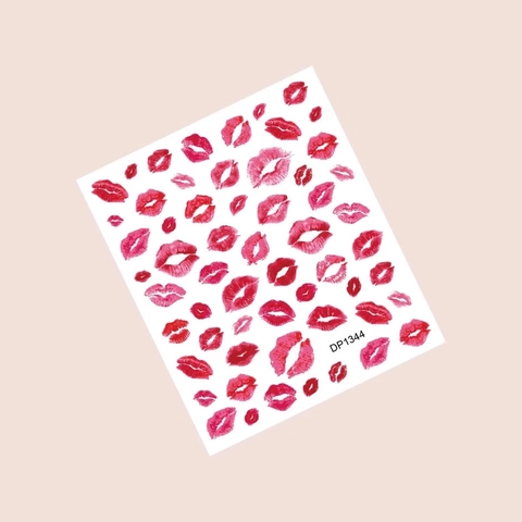 Adesivi per Unghie di San Valentino Retro Cuore Labbra Leopardato Design DIY Arte Decorativa Pellicola Adesiva per Donna