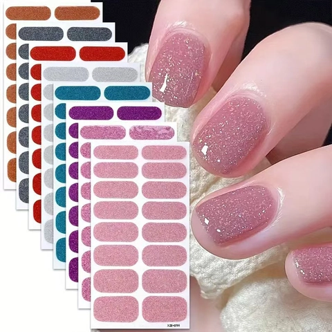 8 Blatt Glitzer Nagelkunst Aufkleber Full Cover Selbstklebende Nagel Wraps Set Für Damen DIY Maniküre Dekoration