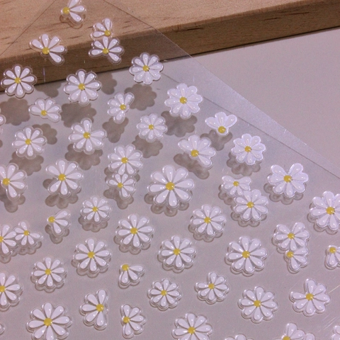 Adesivi Per Unghie Con Margherita Bianca 5D In Rilievo Fiori Decalcomanie Autoadesive Per Decorazione Manicure Donna