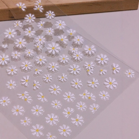 Adesivi Per Unghie Con Margherita Bianca 5D In Rilievo Fiori Decalcomanie Autoadesive Per Decorazione Manicure Donna