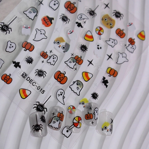 Halloween Nagelkunst Aufkleber Cartoon Kürbis Geist Katze Muster Selbstklebend Festliche DIY Fingernagel Dekoration Decals Für Party