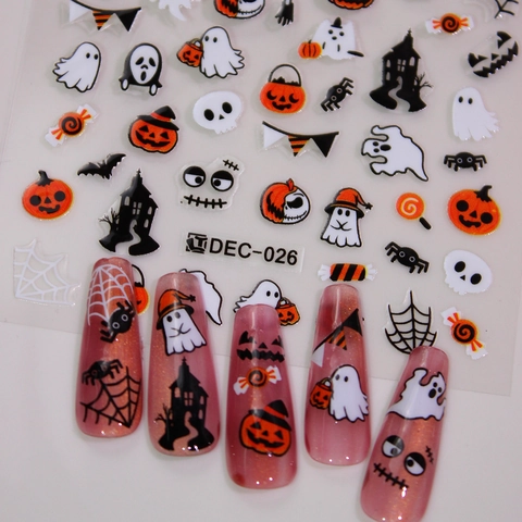 Halloween Kürbis Geist Thema Selbstklebende Nagelaufkleber Decals Für Festliche Party Nagelkunst Dekoration Zubehör
