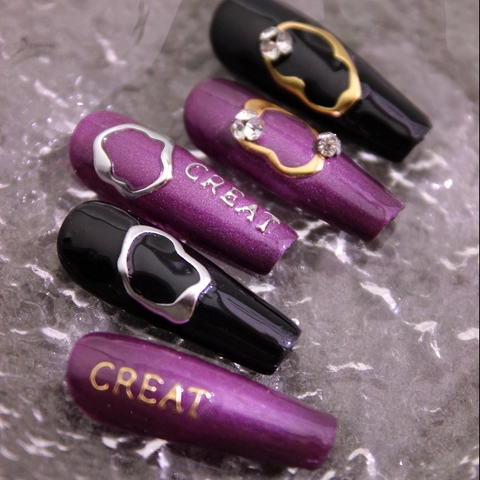 Adesivi per Nail Art Metallici 3D Oro Argento Cerchi Vuoti Irregolari Decalcomanie Autoadesive per Manicure Decorazione Fai da Te Donna