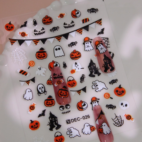 Halloween Kürbis Geist Thema Selbstklebende Nagelaufkleber Decals Für Festliche Party Nagelkunst Dekoration Zubehör
