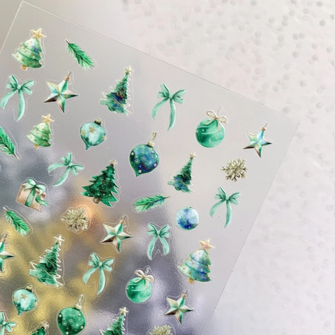 Weihnachten Nagelaufkleber 3D Laser Farbverlauf Schneeflocke Tannenbaum Muster DIY Maniküre Abziehbilder Für Damen Dekor