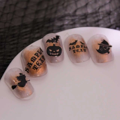 Halloween 3D Adesivi per Unghie in Rilievo Silhouette Nera Zucca Pipistrello Strega Fantasma Design Decorazione Unghie Fai da Te
