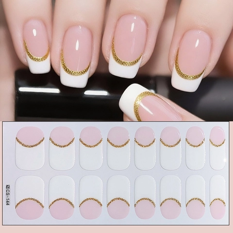 Professionelle Französische Nagelaufkleber Selbstklebend Full Cover Maniküre Wraps Für Damen DIY Nail Art Dekoration Mehrfarbig