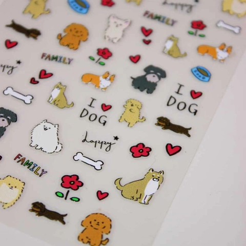 Adesivi per Unghie 5D con Cani e Gatti in Cartone Animato in Rilievo Fai-da-Te Decalcomanie Autoadesive per Manicure Decorazione