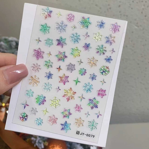 3D Reliëf PVC Sneeuwvlok Ster Nagelstickers Holografische Laser Kerstmis DIY Manicure Decoratie Voor Vrouwen Nagels