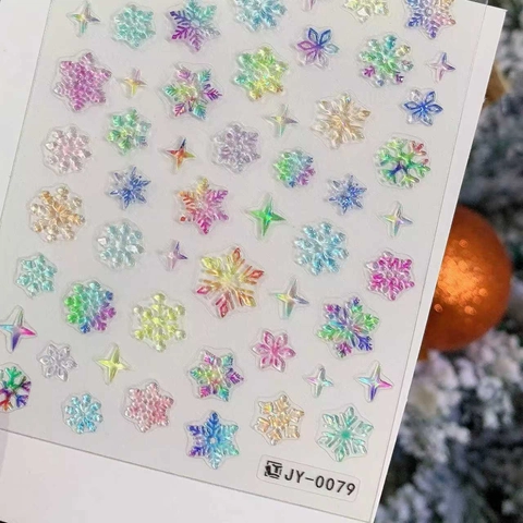 3D Reliëf PVC Sneeuwvlok Ster Nagelstickers Holografische Laser Kerstmis DIY Manicure Decoratie Voor Vrouwen Nagels