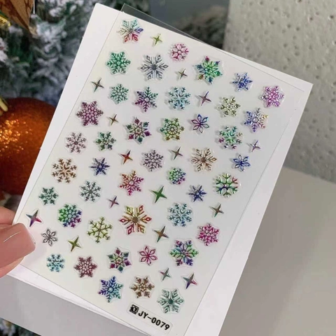 3D Relief Schneeflocke Stern Weihnachten Nagel Sticker Irisierende Metallische Textur Exquisite DIY Maniküre Aufkleber JY-0079