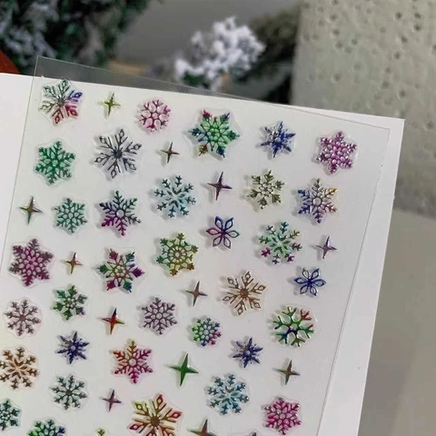 3D Relief Schneeflocke Stern Weihnachten Nagel Sticker Irisierende Metallische Textur Exquisite DIY Maniküre Aufkleber JY-0079