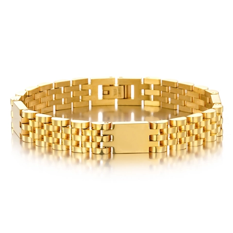 Trendiges Fünf-Perlen Trapez Tank Uhrenarmband Edelstahl Armband Für Damen Herren Persönliche Punk Poliert Metall Schmuck