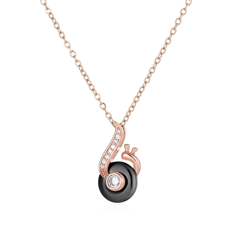 Collar Con Colgante de Caracol de Moda Con Circonia y Cerámica Incrustada Cobre Acero Inoxidable Joyería de Forma Animal Para Mujer