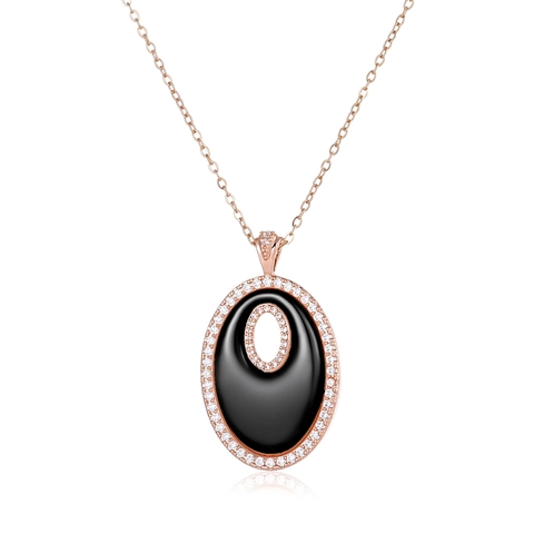 Elegante Collana Con Ciondolo Cavo Ovale In Rame Con Intarsio In Ceramica E Strass Gioielli Minimalisti Di Moda Per Donna Regalo