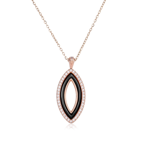 Moderna Collana Con Ciondolo in Ceramica Marquise per Donna Rame Acciaio Inossidabile Zirconia Intarsiata Gioielli di Moda