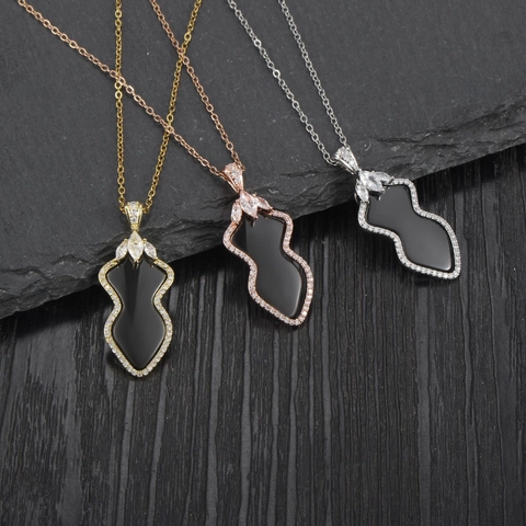Collar Con Colgante de Calabaza Wulu para Mujer Cobre Acero Inoxidable Cerámica Circonia Incrustada Joyería de Moda