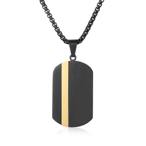 Collana con Pendente Dog Tag in Acciaio al Titanio Personalizzata per Uomo Trendy Bicolore a Righe Spazzolata Gioielli in Acciaio Inossidabile