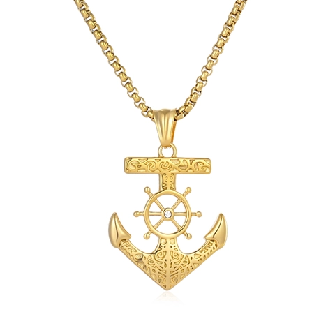 Collana Con Ciondolo Timone Ancora Nautica Medievale Da Uomo Acciaio Al Titanio Strass Vichingo Vela Gioielli Vintage Di Tendenza