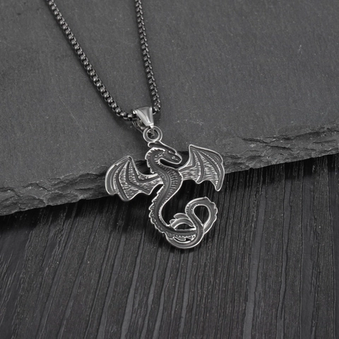 Collana Con Ciondolo a Forma di Drago in Acciaio Inossidabile Vintage per Uomo Ciondolo a Forma di Drago Volante Gotico Gioielli