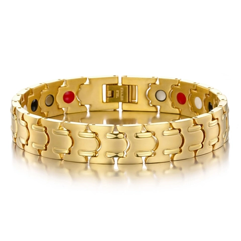 Men's Titanium Steel Magnetic Therapy Health Bracelet Industrial Geometric Link Chain Gold Silver Black Trendy Hand Jewelry