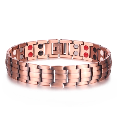 Herren Magnetisch Rotes Kupfer Armband Bio Energie Gesundheitspflege Elemente Doppelreihig Gebürstetes Metall Schmuck Geschenk