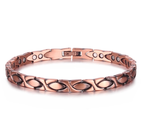 Vintage Rotes Kupfer Magnettherapie Armband Für Damen Gesundheit Bio Energie Geometrische Gliederkette Armband Schmuck Geschenk