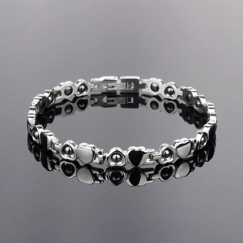 Mode Magnetische Gesundheit Edelstahl Armband Für Damen Hohle Herz Gliederkette Hoch Poliert Stahl Farbe Schmuck Geschenk