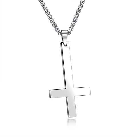 Roestvrij Stalen Omgekeerd Kruis Hanger Halsketting Voor Mannen Vrouwen Gothisch Punk Hip Hop Sint Petrus Kruis Sieraden