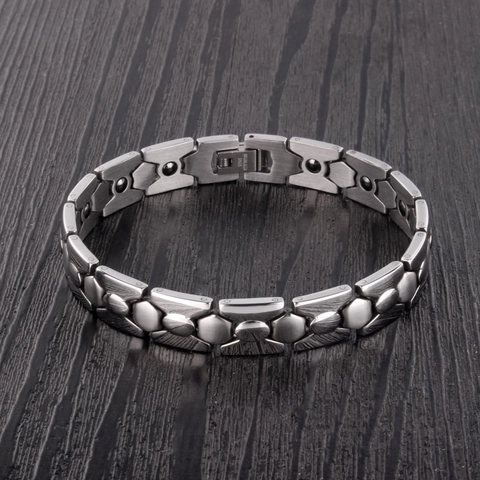 Magnetic Stainless Steel Couple Bracelet For Men Women Geometric Polished Link Chain Health Care Jewelry Gift Silver