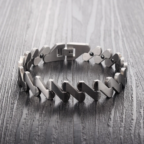 Minimalist Titanium Steel Geometric Magnetic Therapy Bracelet For Men Women Couple Health Care Polished Brushed Jewelry Gift