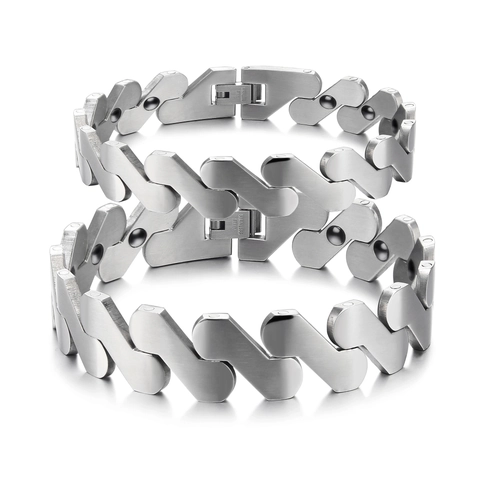 Minimalist Titanium Steel Geometric Magnetic Therapy Bracelet For Men Women Couple Health Care Polished Brushed Jewelry Gift