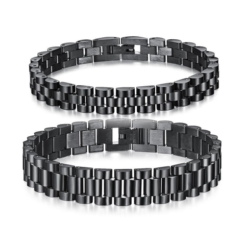 Bracciale alla Moda in Stile Cinturino Orologio in Acciaio Inossidabile Catena Presidential in Metallo Spazzolato Gioielli Regalo