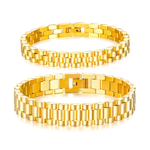 Bracciale alla Moda in Stile Cinturino Orologio in Acciaio Inossidabile Catena Presidential in Metallo Spazzolato Gioielli Regalo