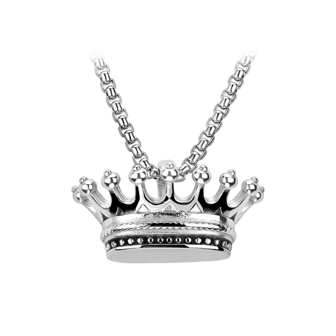Collana con Ciondolo a Corona in Acciaio Inossidabile per Uomo e Donna Gioielli Hip Hop Moda Oro Argento Catena a Scatola Accessori