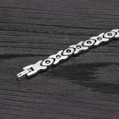 Women Titanium Steel Magnetic Therapy Bracelet X Shape Leaf Pattern Link Bracelet Stainless Steel Jewelry Gift For Her