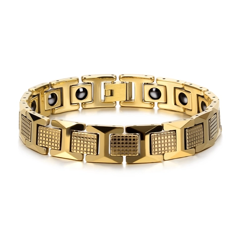 Men's Tungsten Steel Magnetic Health Therapy Bracelet Fashion Geometric Link Bracelet Jewelry For Men Gold Silver Black