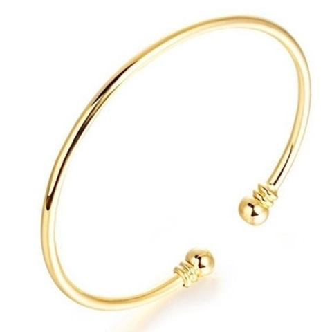 Elegante Bracciale Rigido Aperto in Rame Placcato Oro con Perline a Spirale da Donna Matrimonio Fortuna Gioielli Regolabili