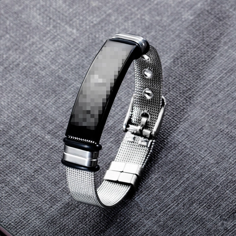 Bracciale da Uomo in Maglia di Acciaio Inossidabile Stile Industriale Minimalista Piastra Nera Cinturino Regolabile Gioielli di Moda